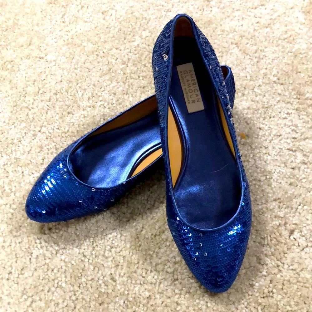 NEW Badgley Mischka sequin American Glamour flats 7 Homecoming sorority rush